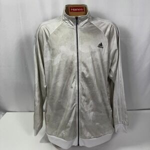 Adidas Track Jacket 2XL Mens Camouflage Full Zip White Athletic Coat